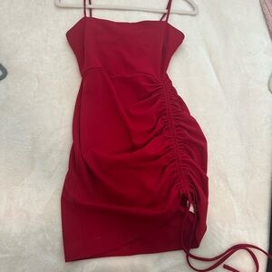 Elegant Red Ruched Dress